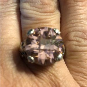 925 sterling Silver ring with pink stone sz 9.5